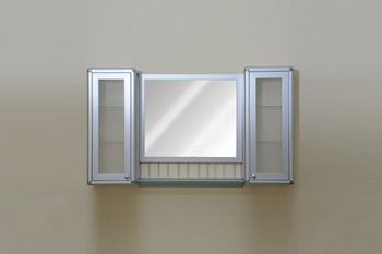 Moduler banyo dolab� iki adet + 55cm ayna + etajer